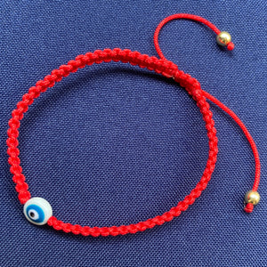 Lucky Bracelet/Pulsera de Protección con tejido panza de víbora Rojo o dije de Hamsa, ojo turco y yin yang