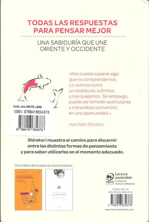 Para una Mente Libre   Lecciones de un Maestro Japonés para Alcanzar un Pensamiento Sereno