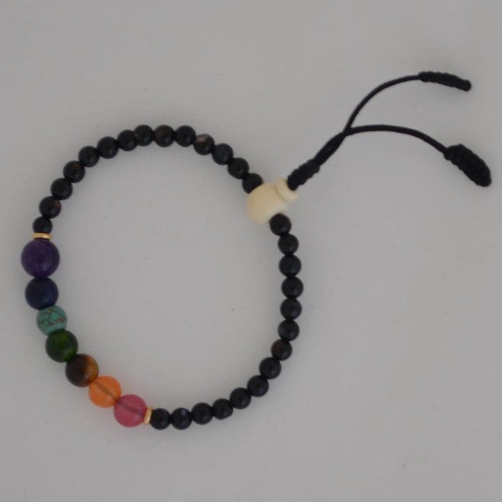 Pulsera ónix/ágata chakras 4 mm - NALANDA | Tu motor de búsqueda interna