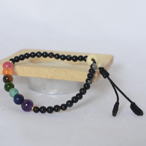 Pulsera ónix/ágata chakras 4 mm - NALANDA | Tu motor de búsqueda interna