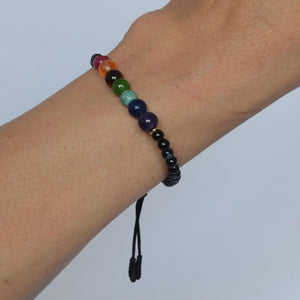 Pulsera ónix/ágata chakras 4 mm - NALANDA | Tu motor de búsqueda interna