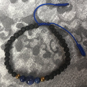 Pulsera de piedra volcánica y lapislázuli