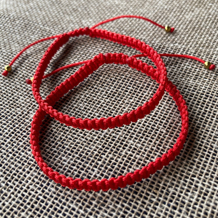 Lucky Bracelet/Pulsera de Protección estilo Tibetano con tejido panza de víbora Rojo - NALANDA | Tu motor de búsqueda interna