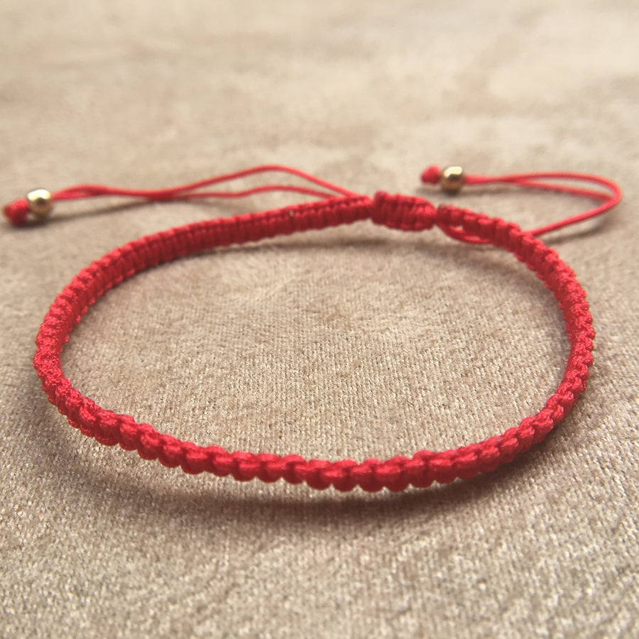 Lucky Bracelet/Pulsera de Protección estilo Tibetano con tejido panza de víbora Rojo - NALANDA | Tu motor de búsqueda interna