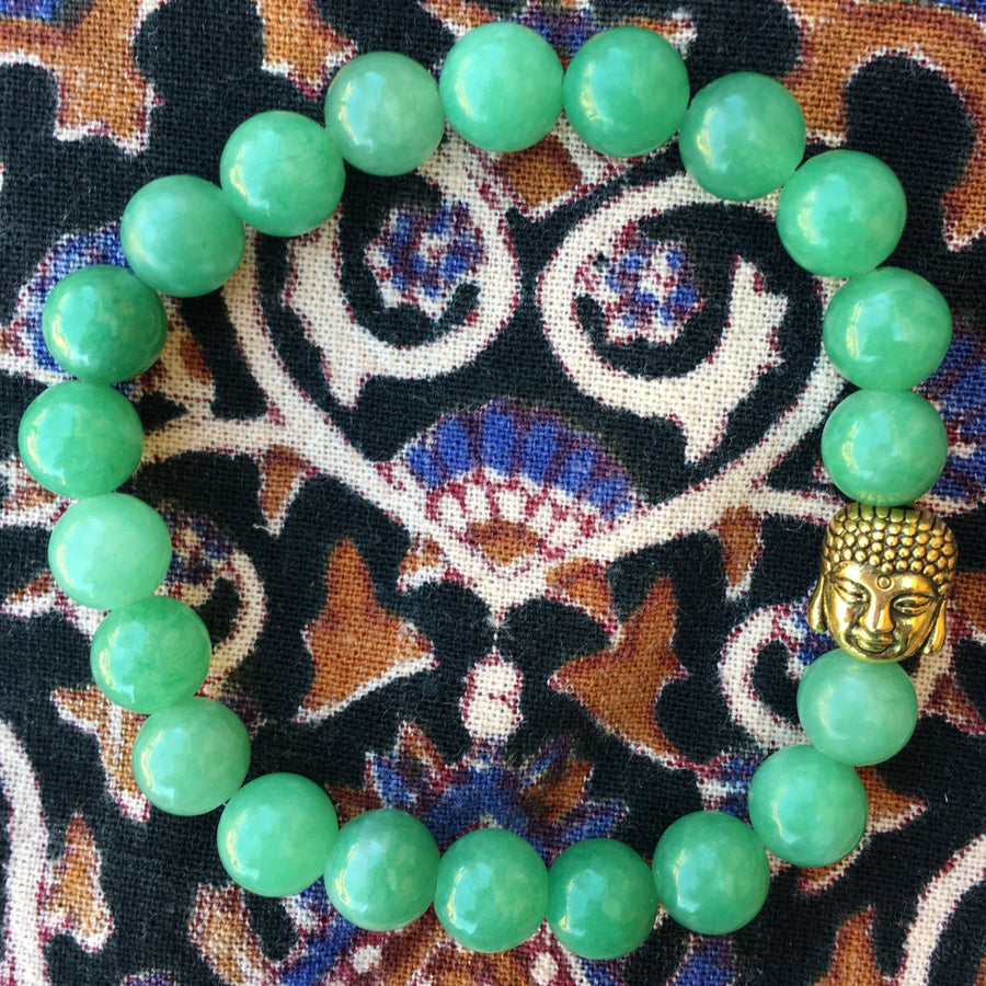 Pulsera de aventurina verde de 8 mm de con Cabeza de Buda y elástico - NALANDA | Tu motor de búsqueda interna