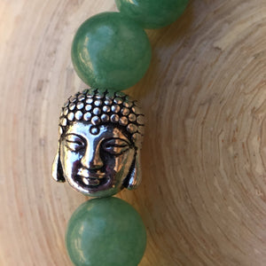 Pulsera de aventurina verde de 8 mm de con Cabeza de Buda y elástico - NALANDA | Tu motor de búsqueda interna