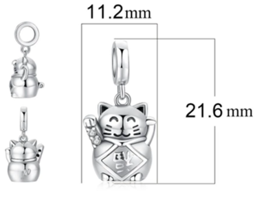 Dije de plata del gato de la suerte japonés MANEKI NEKO - NALANDA | Tu motor de búsqueda interna